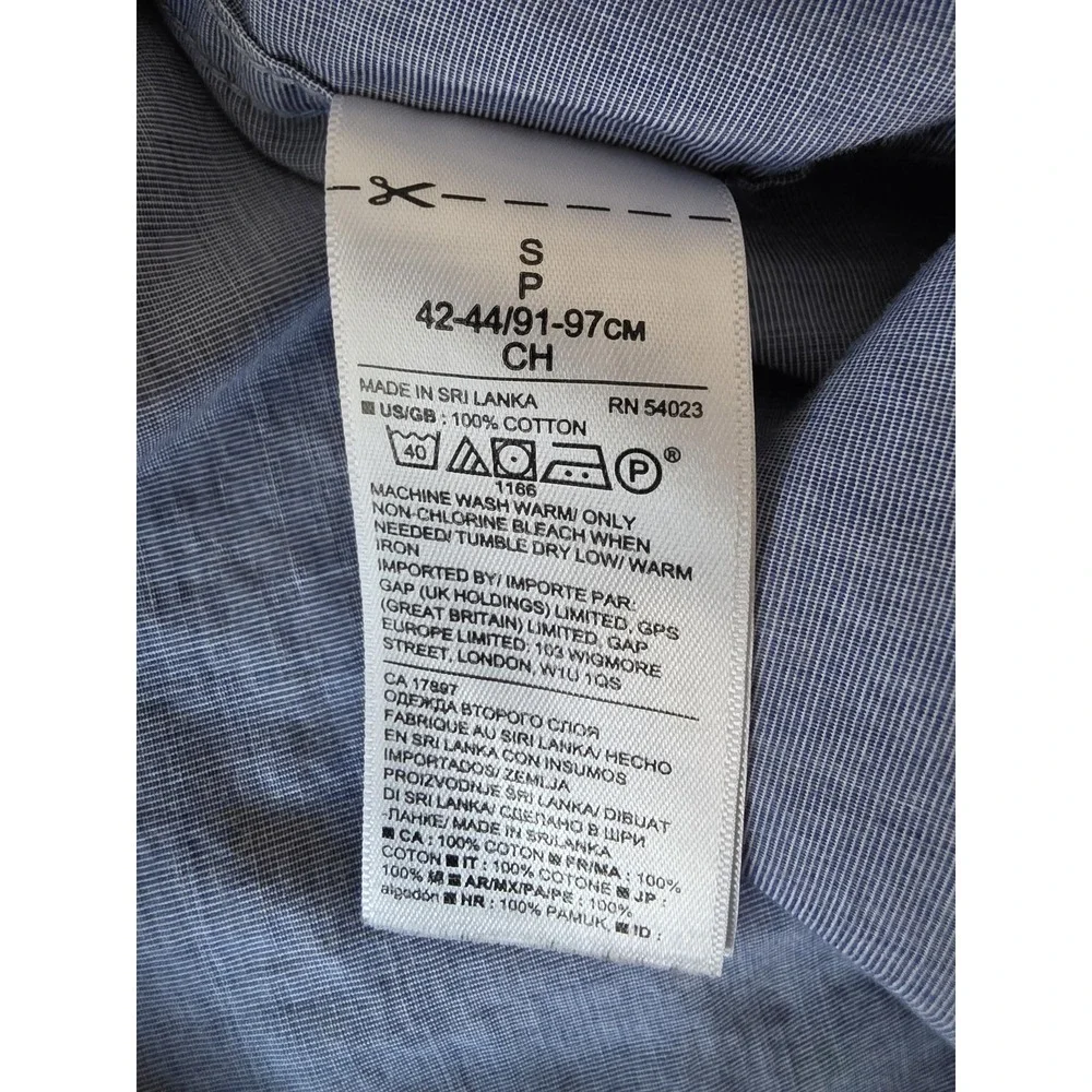 Banana Republic Men S Button-Down Shirt Blue Palm Tree Print Long Sleeve Cotton